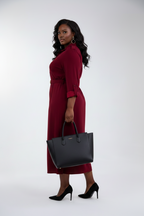Burgundy Belted Shirt Dress