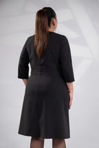 Black Button-Detail A-Line Dress