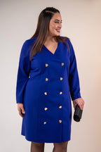 Royal Blue Double-Breasted Blazer Dress
