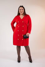 Red Double-Breasted Blazer Dress