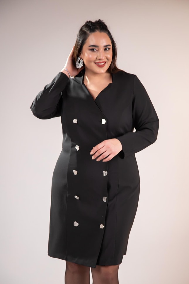 Plus Size Double-Breasted Blazer Dress