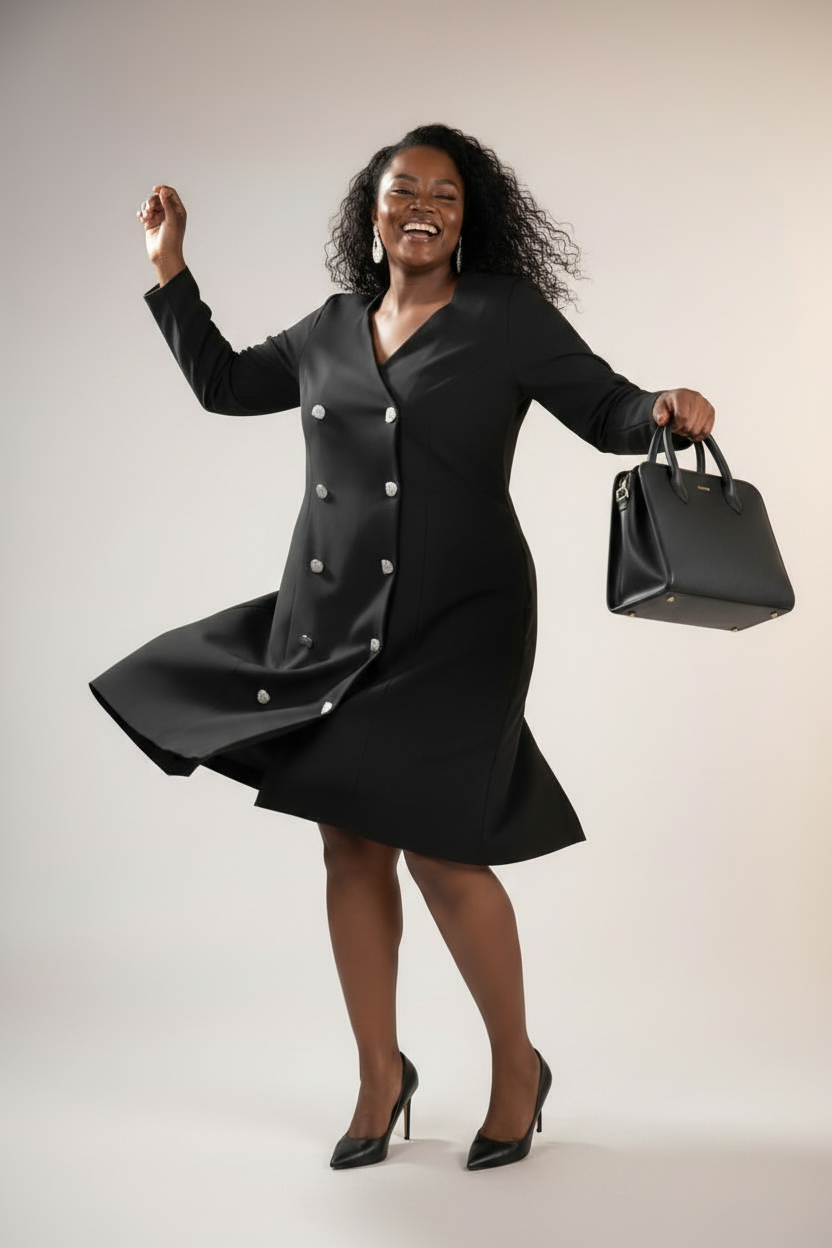 Plus Size Double-Breasted Blazer Dress