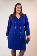 Royal Blue Double-Breasted Blazer Dress
