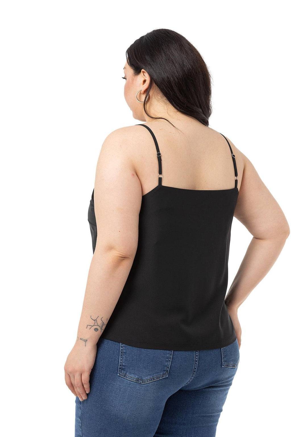 Black Adjustable Spaghetti Strap Cami Top – Plus Size