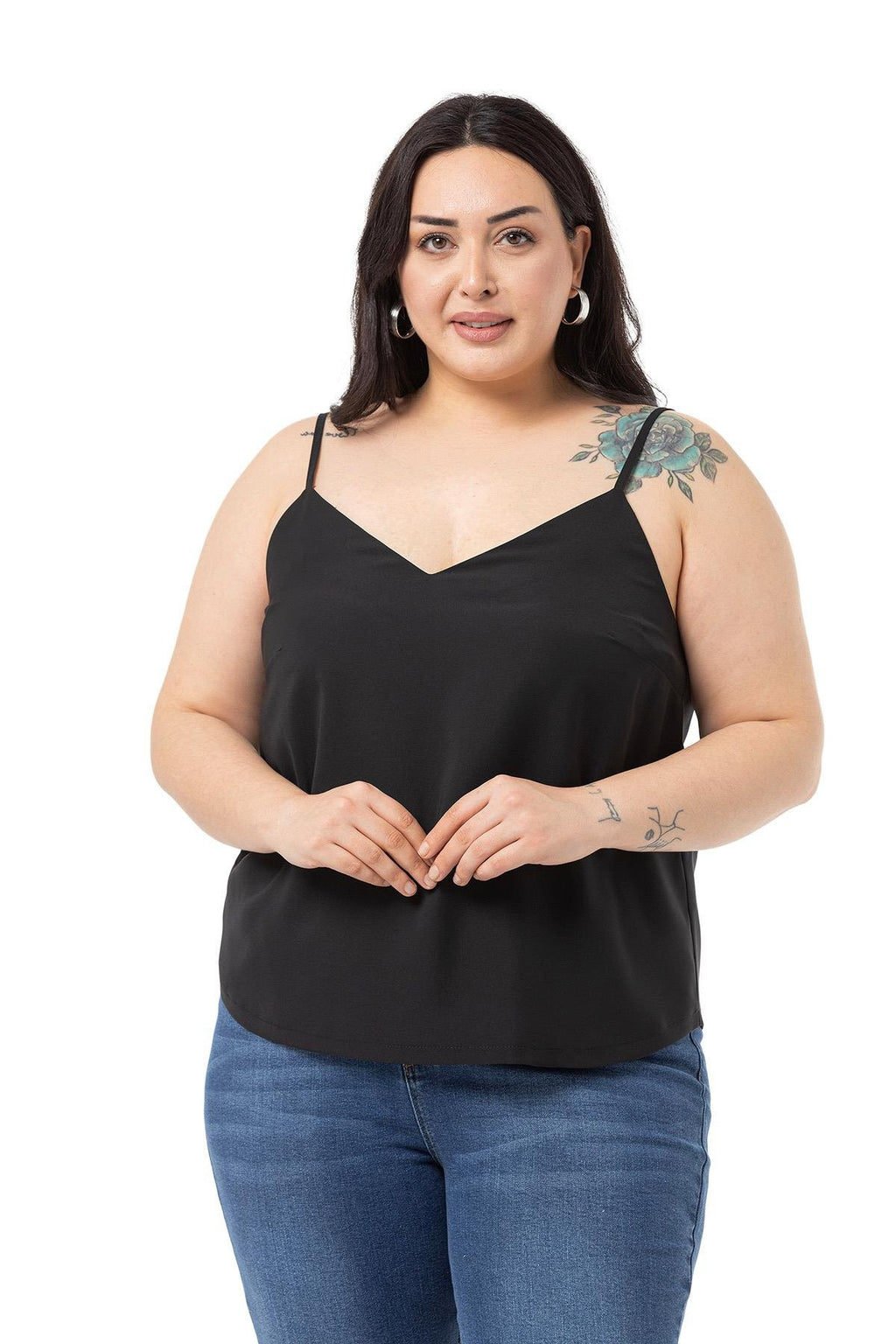 Black Adjustable Spaghetti Strap Cami Top – Plus Size