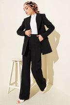 Black Double-Button Blazer Set
