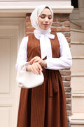 Pinstripe Belted Pinafore Dress & White Shirt Set