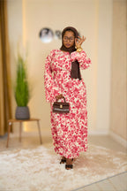 White & Pink Floral Maxi Dress