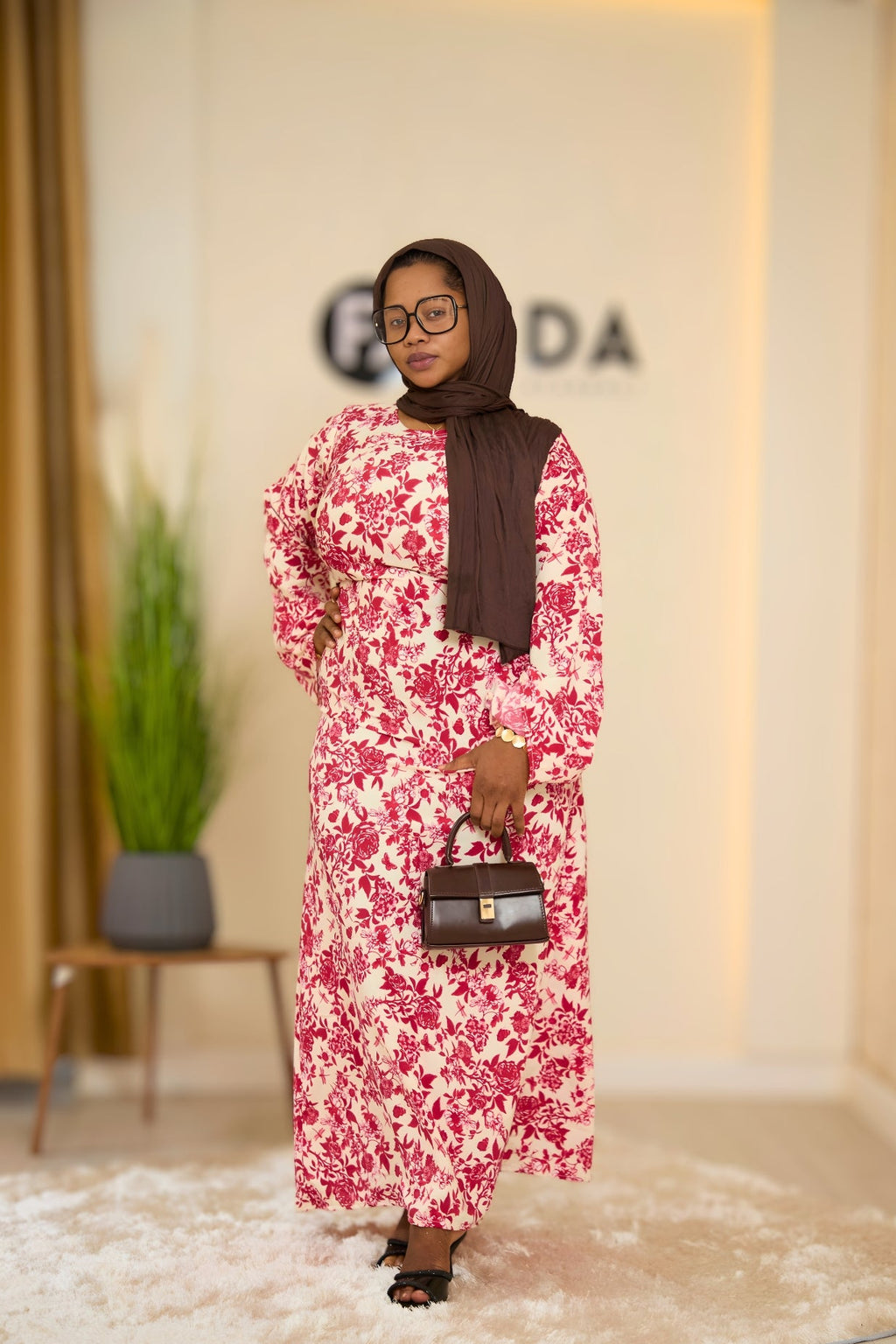 White & Pink Floral Maxi Dress