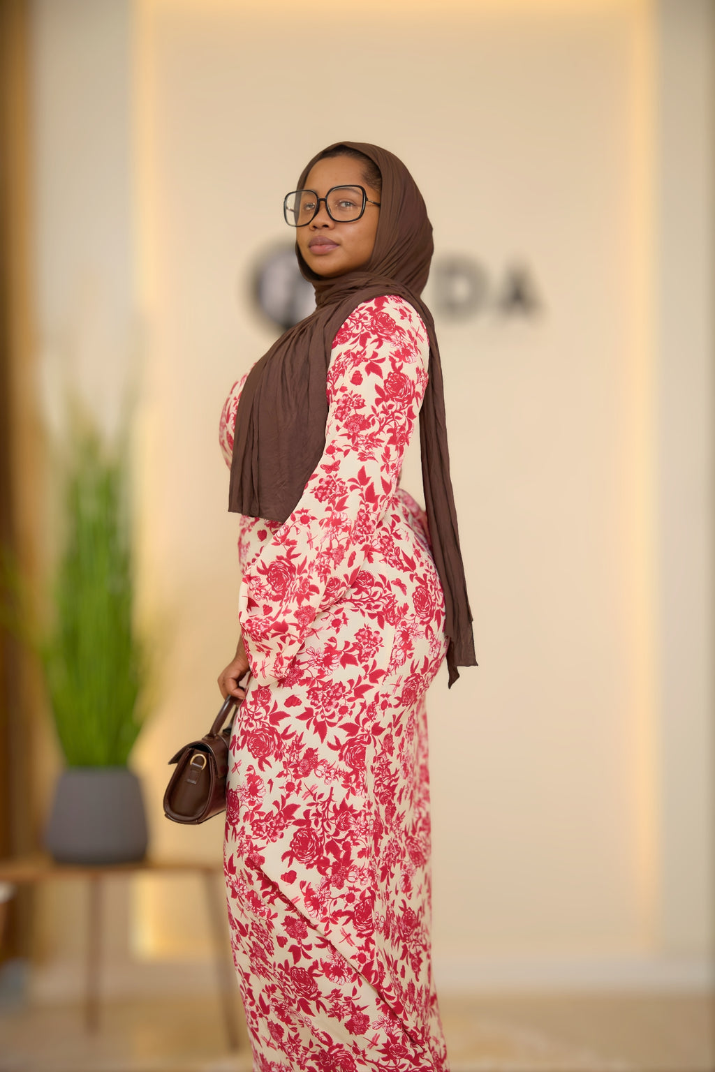 White & Pink Floral Maxi Dress