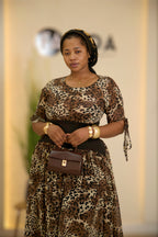 Chic Chiffon Leopard Print Corset Maxi Dress