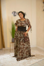 Chic Chiffon Leopard Print Corset Maxi Dress