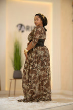 Chic Chiffon Leopard Print Corset Maxi Dress