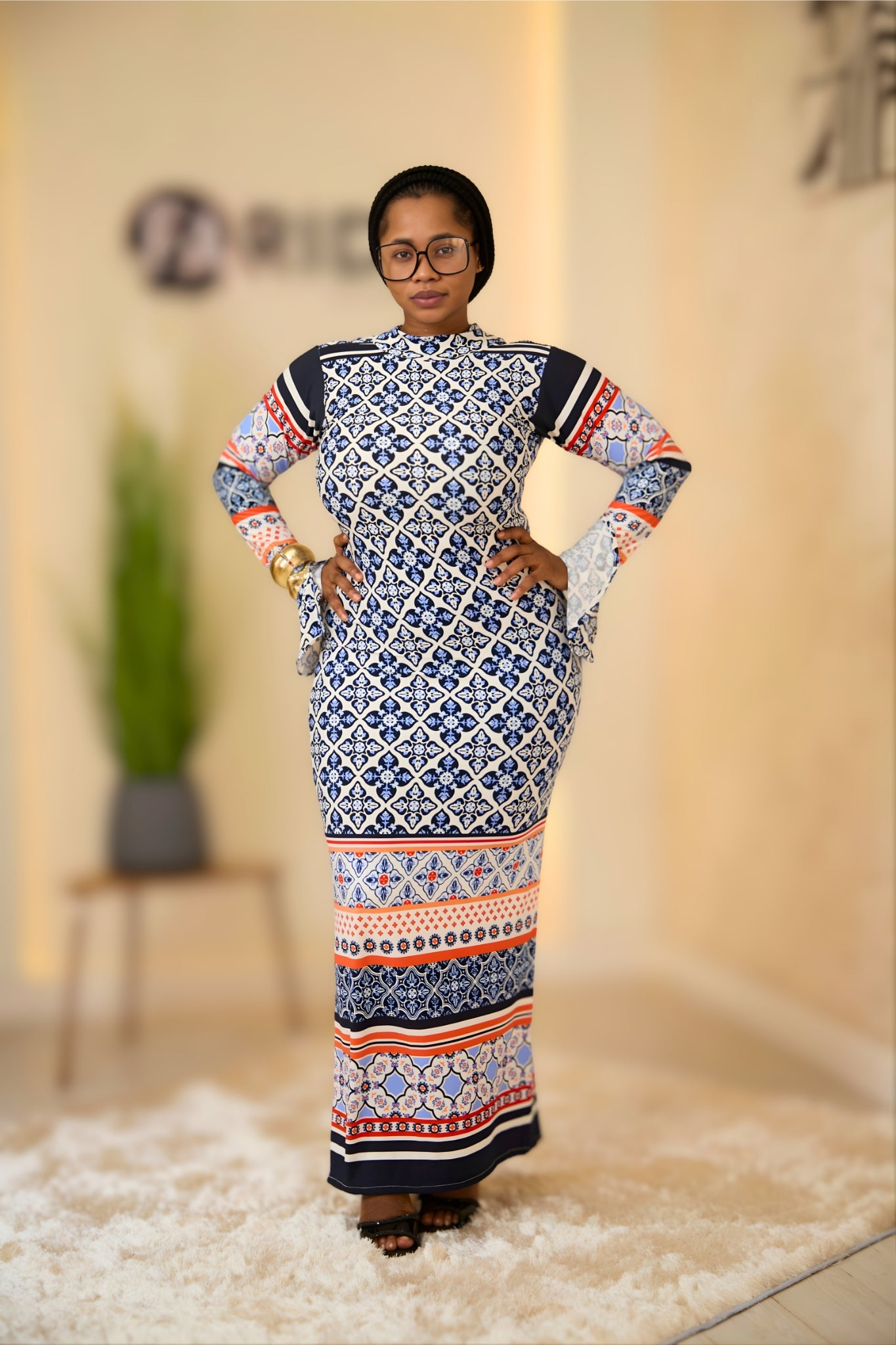 Striking Geometric Print Bodycon Dress