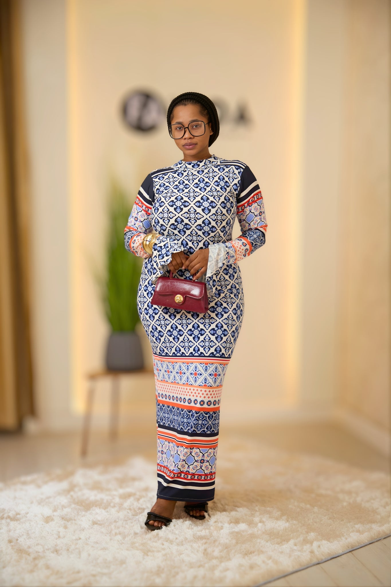 Striking Geometric Print Bodycon Dress