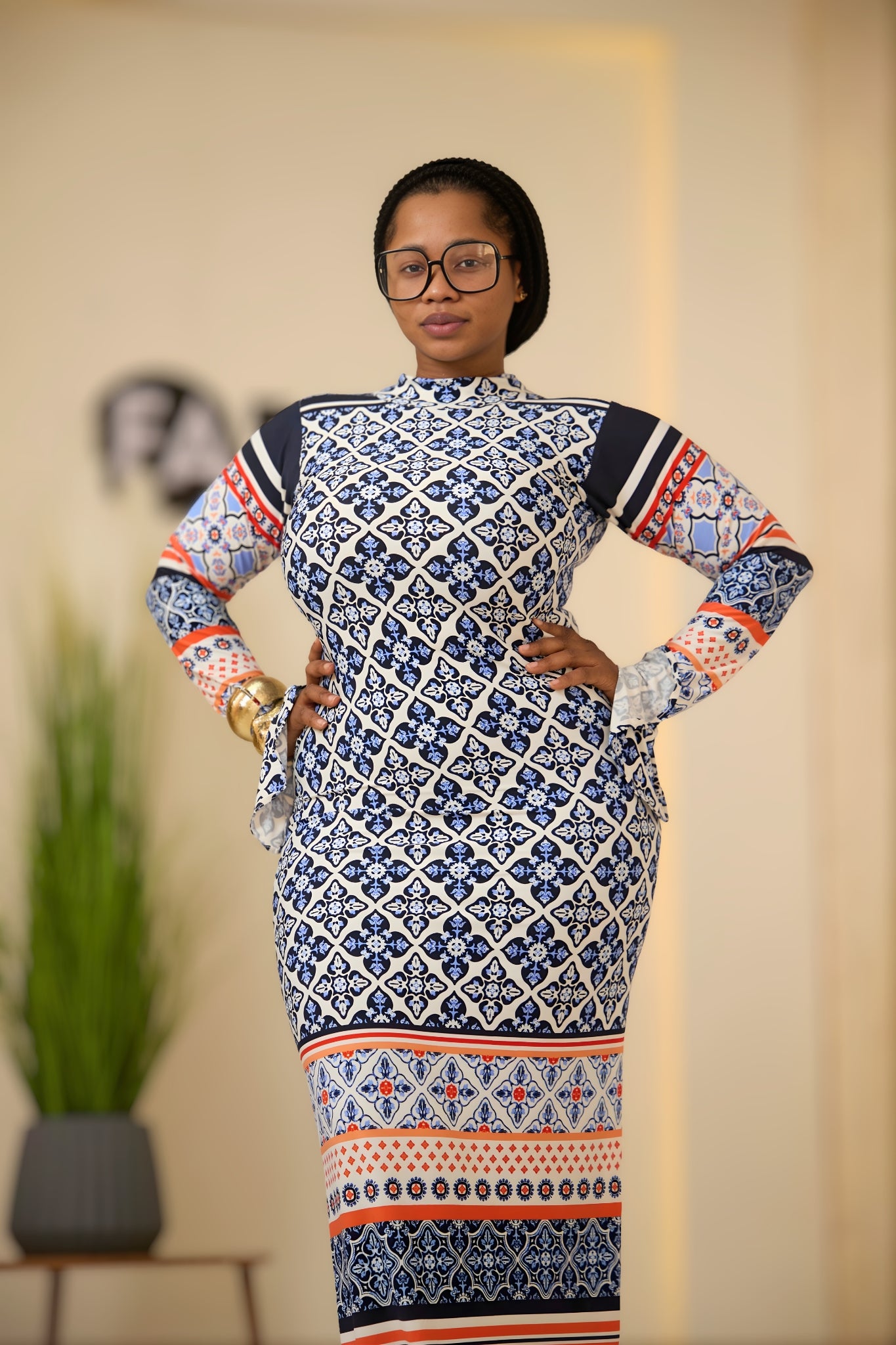 Striking Geometric Print Bodycon Dress