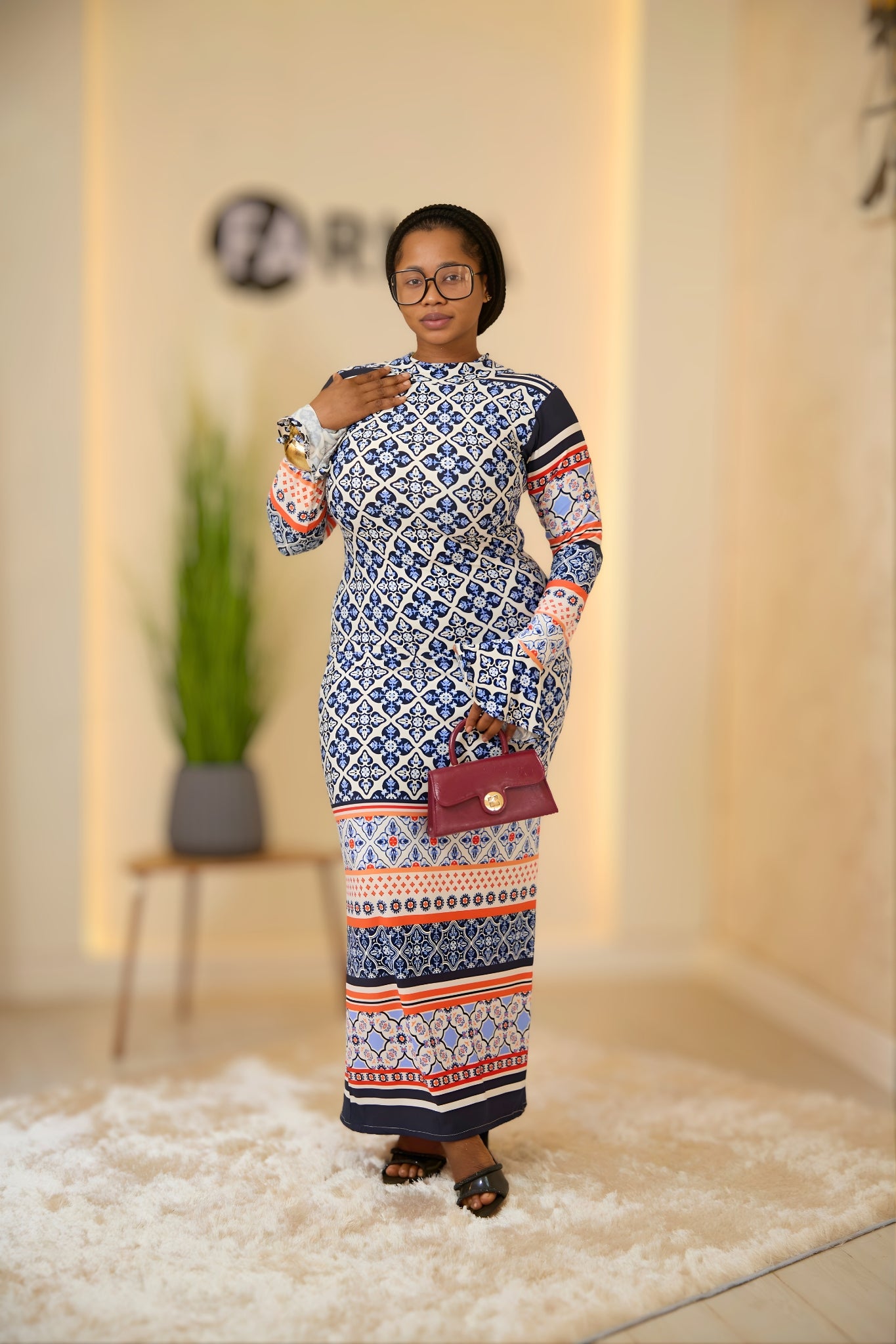 Geometric Print Bodycon Dress F A R I D A Geometric Print Bodycon Dress F A R I D A