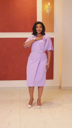 Lavender Belted Midi Dress