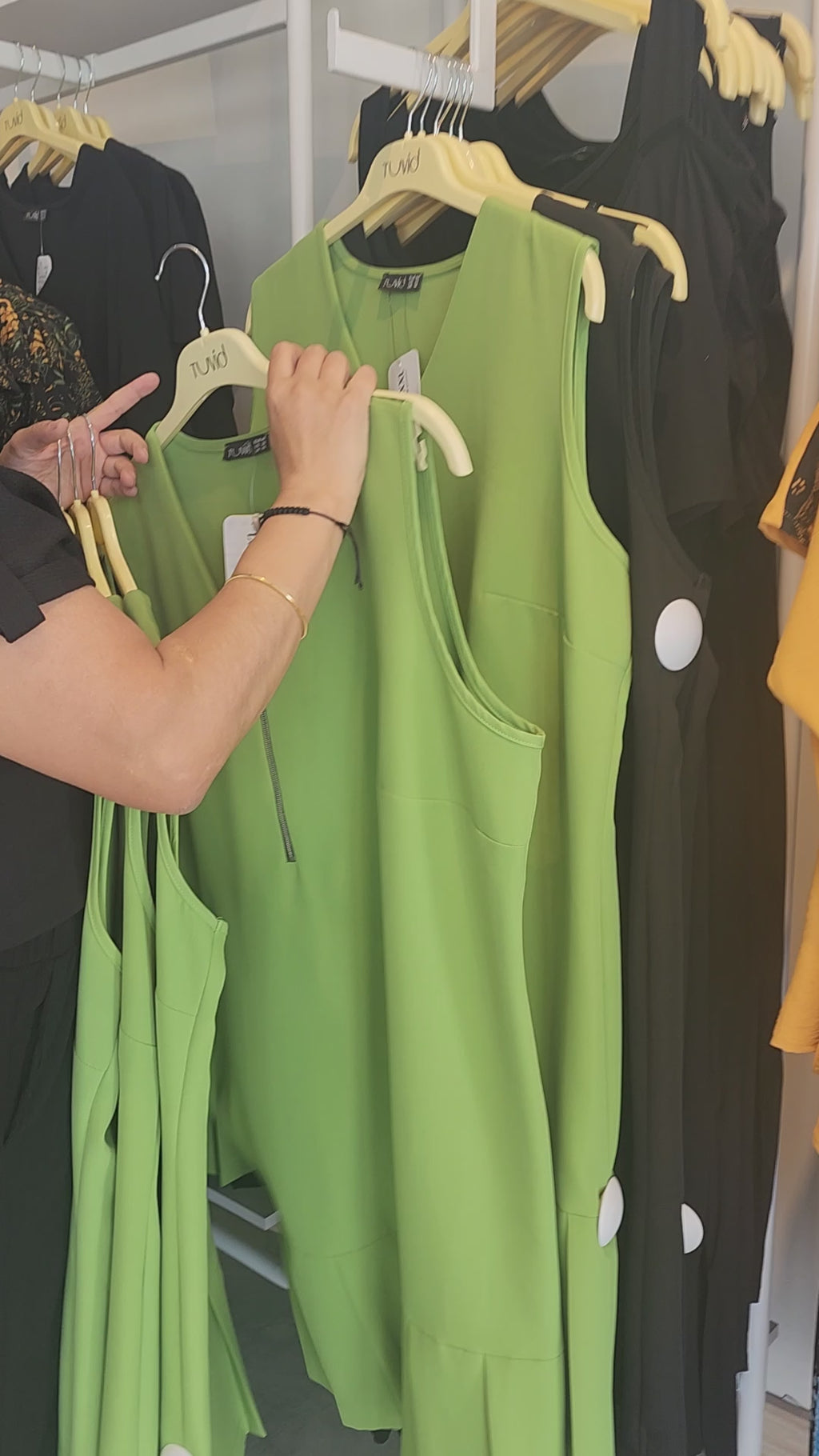Olive Green Pleated Hem Dress