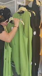 Olive Green Pleated Hem Dress