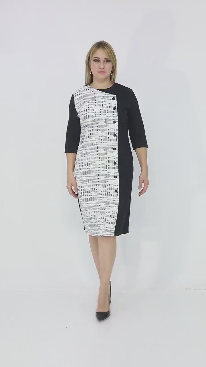 Patterned Button Detail Dress