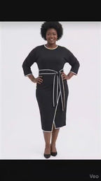 Midi Dress with Piping Detail