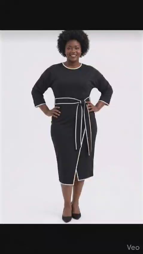 Midi Dress with Piping Detail