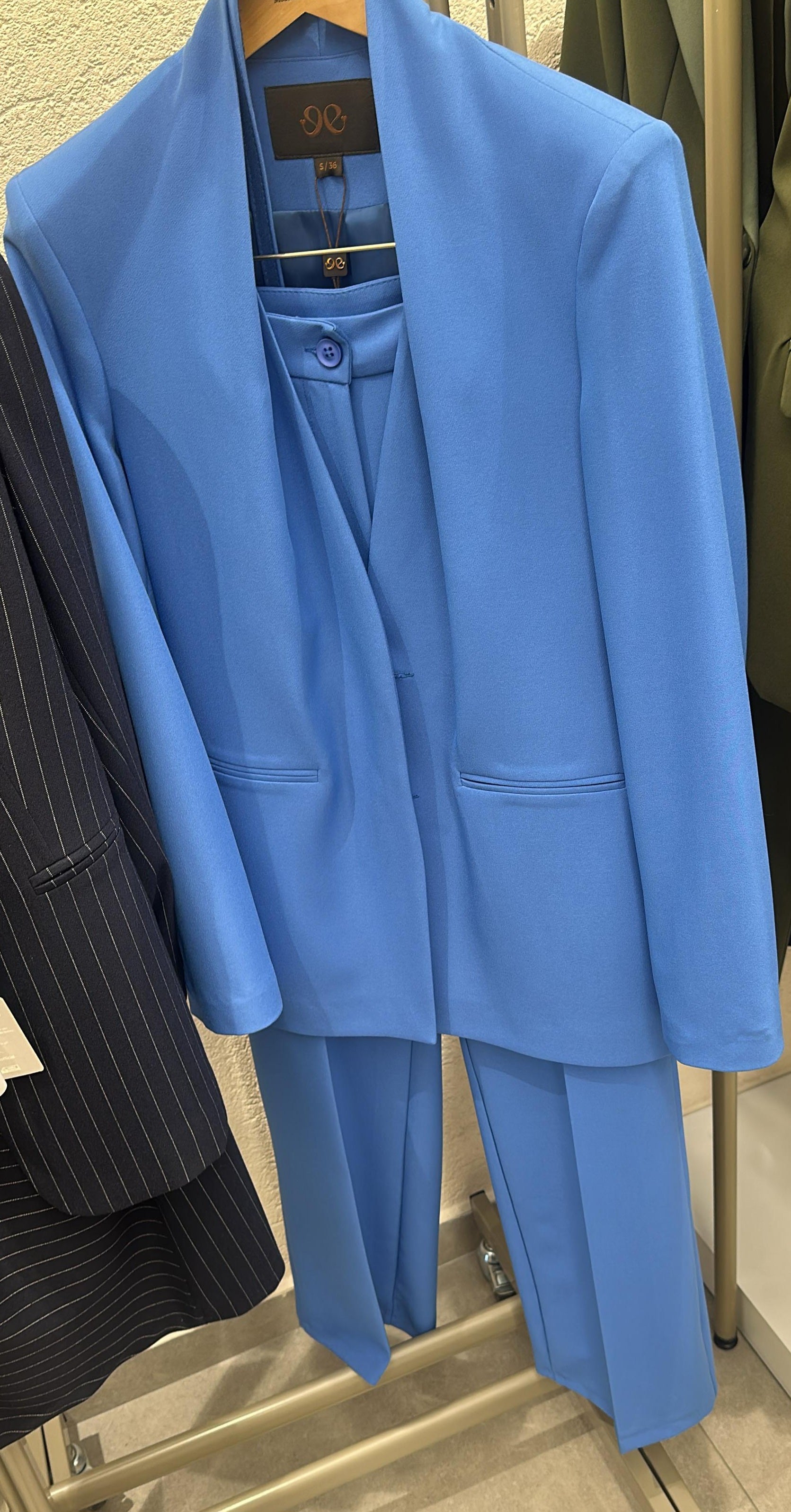 Royal Blue Gold-Buckle Belted Set