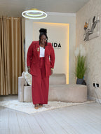The Burgundy Pinstripe Power Suit