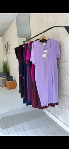 Lavender Belted Midi Dress