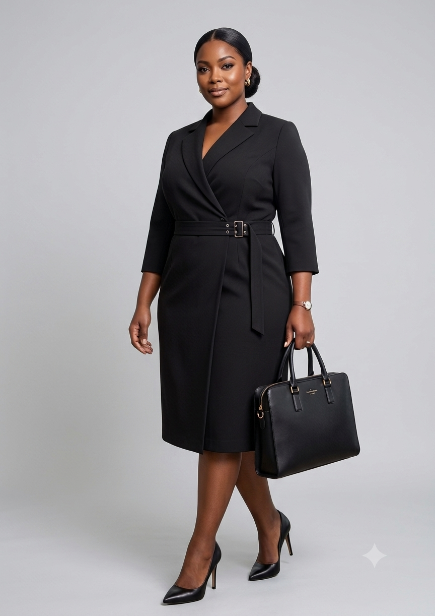 Black Belted Blazer Dress
