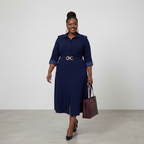 Navy Belted Shirt Dress