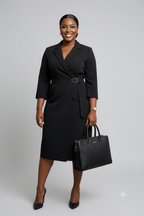 Black Belted Blazer Dress