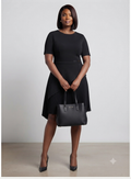 Black Pleated Buckle-Detail Dress