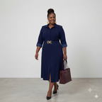 Navy Belted Shirt Dress