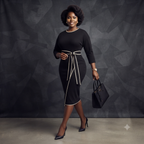 Midi Dress with Piping Detail