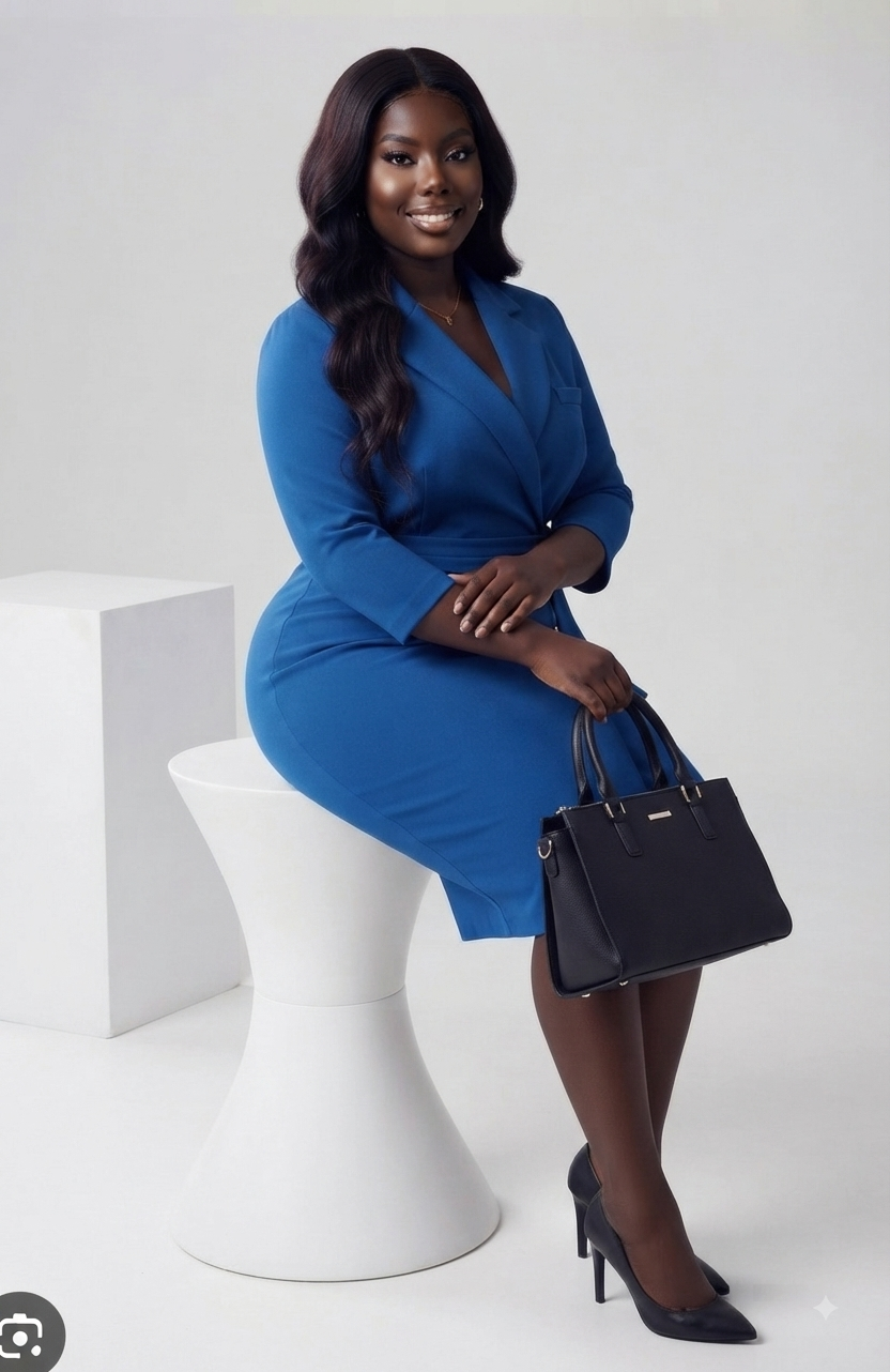 Cobalt Blue Wrap Blazer Dress