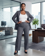 Charcoal Grey Belted Blazer & Trouser Set