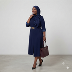Navy Belted Shirt Dress