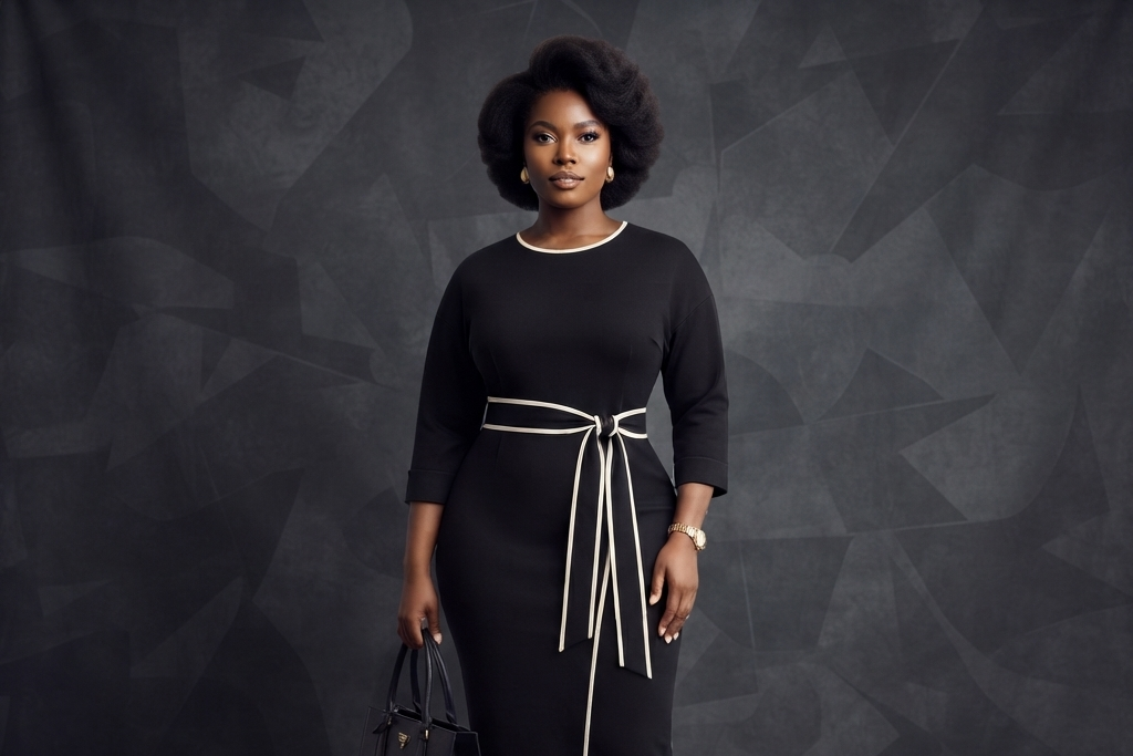 Midi Dress with Piping Detail