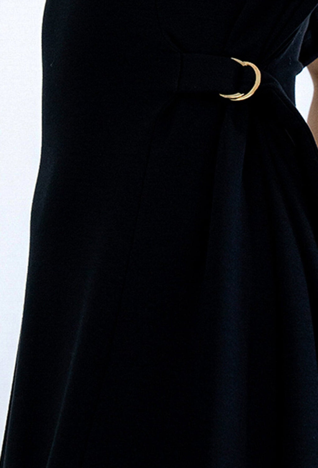 Black Belted A-Line Midi Dress