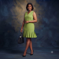 Olive Green Pleated Hem Dress