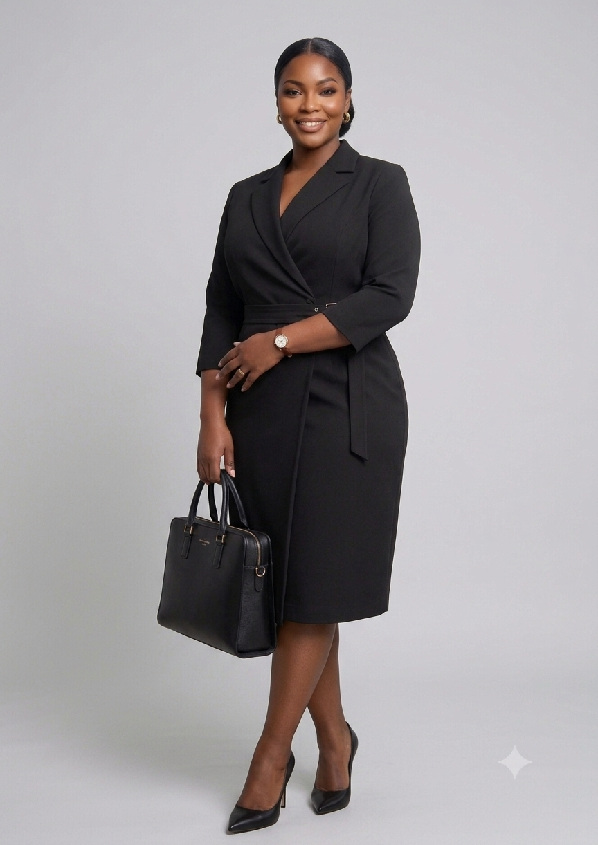 Black Belted Blazer Dress