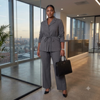 Charcoal Grey Belted Blazer & Trouser Set