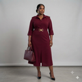 Burgundy Belted Shirt Dress