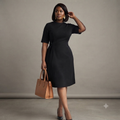 Black Belted A-Line Midi Dress