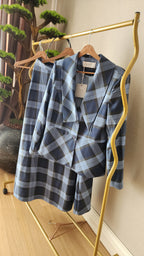 Blue Plaid Belted Co-ord Set