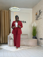 The Burgundy Pinstripe Power Suit