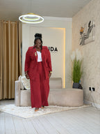 The Burgundy Pinstripe Power Suit