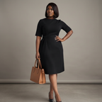 Black Belted A-Line Midi Dress